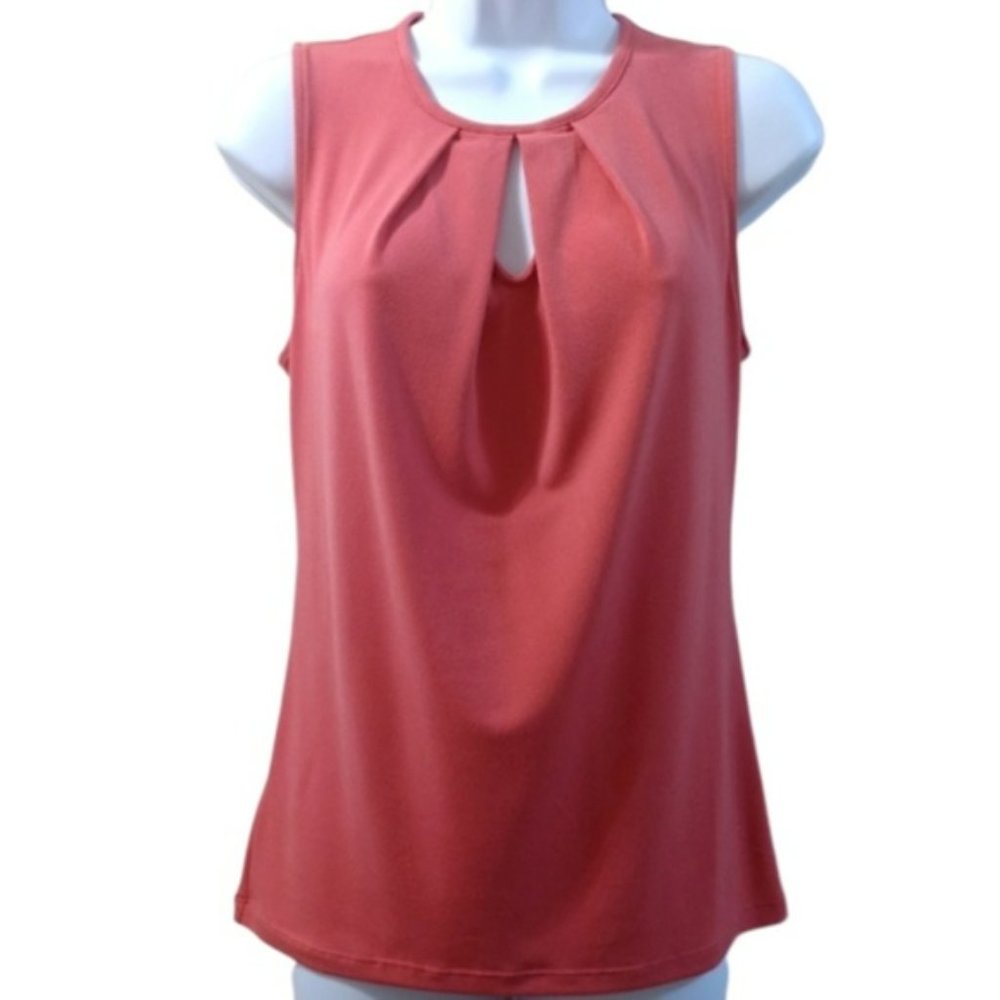 Ann Taylor Sleeveless Caree Blouse Pink Keyhole Neckline Size‎ Small